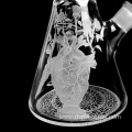 New Design 14 Inches heart pattern sandblasted Beaker Hookah Glass Smoking Water Pipe